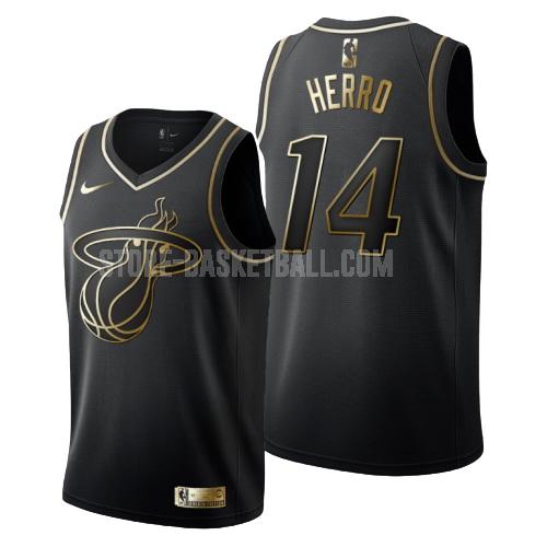 miami heat tyler herro 14 black golden edition men's replica jersey