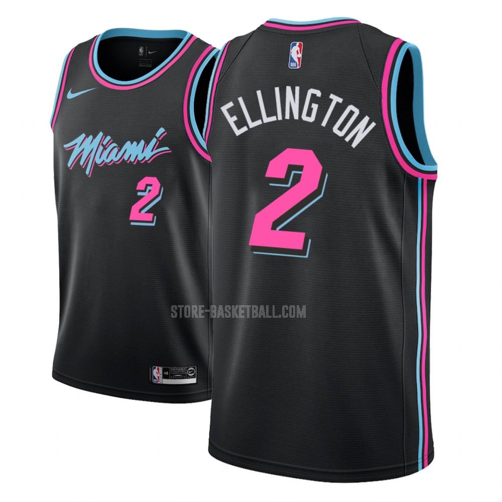 miami heat wayne ellington 2 black city edition men's replica jersey