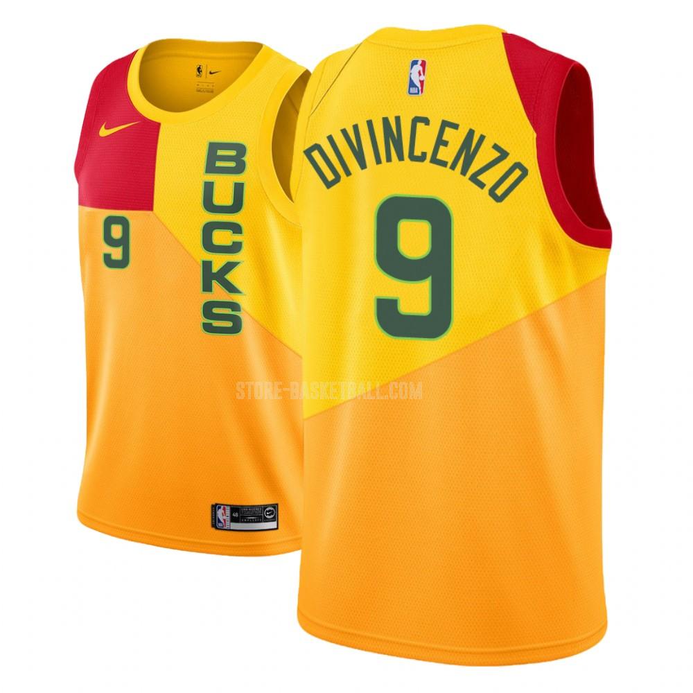 milwaukee bucks donte divincenzo 9 yellow city edition youth replica jersey