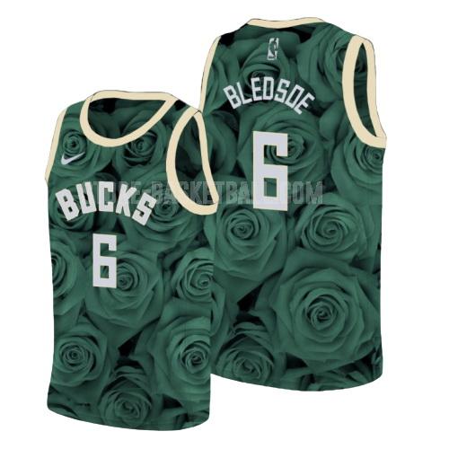 milwaukee bucks eric bledsoe 6 green rose flower men's replica jersey