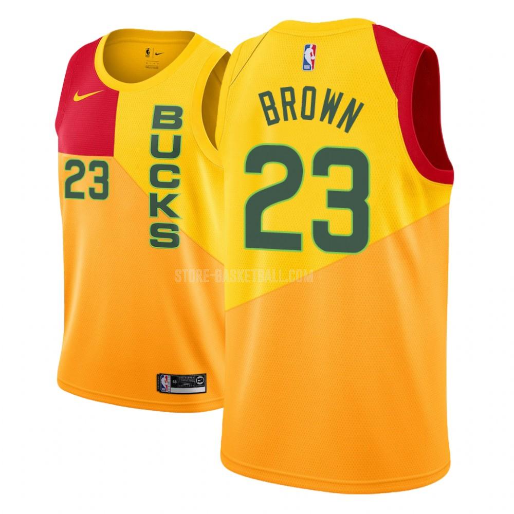 milwaukee bucks sterling brown 23 yellow city edition youth replica jersey