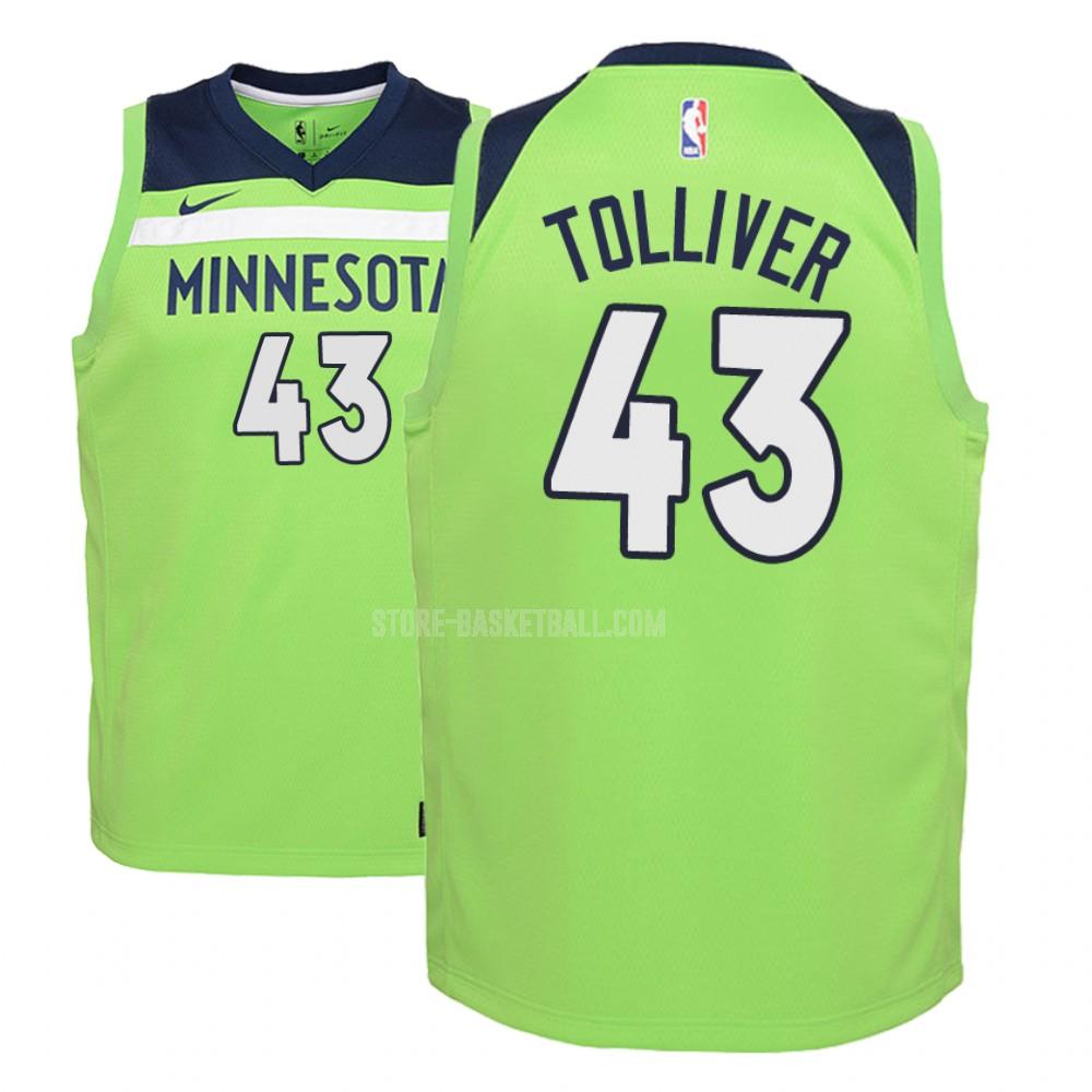 minnesota timberwolves anthony tolliver 43 green statement youth replica jersey