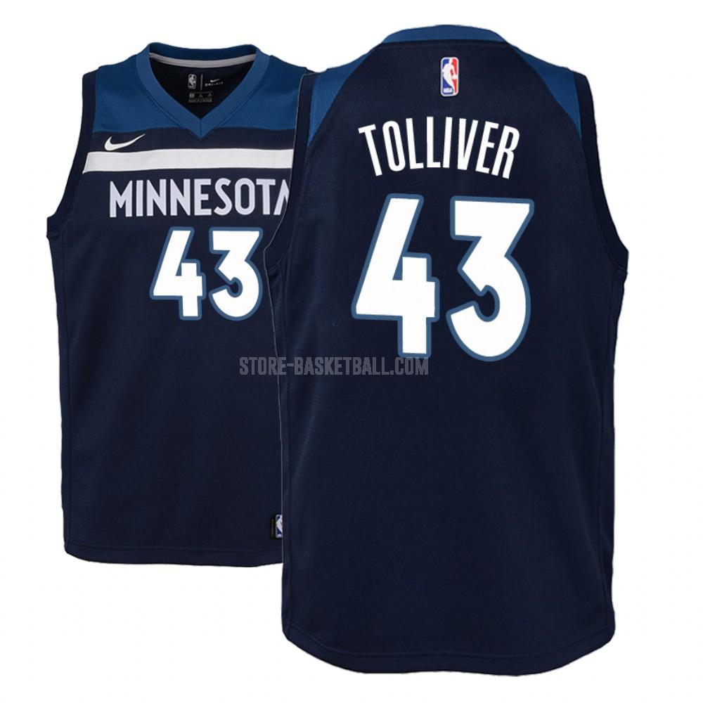 minnesota timberwolves anthony tolliver 43 navy icon youth replica jersey