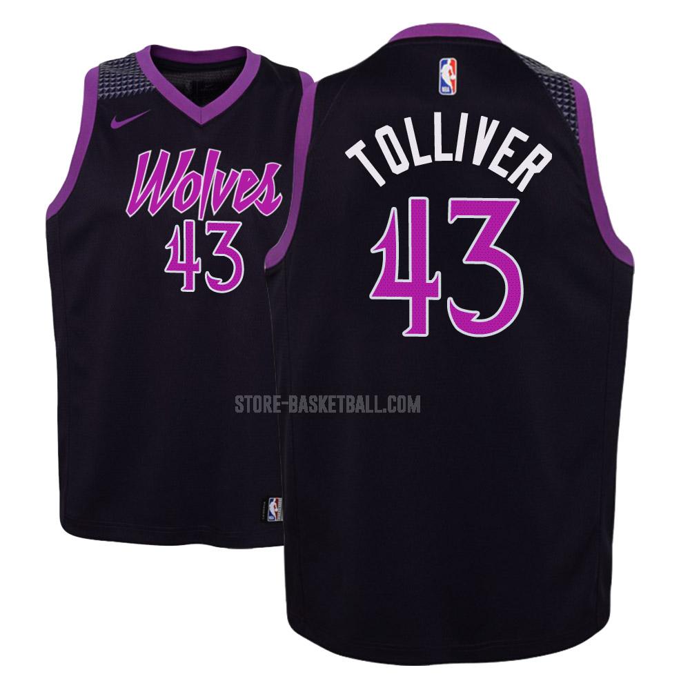 minnesota timberwolves anthony tolliver 43 purple city edition youth replica jersey