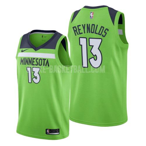 minnesota timberwolves cameron reynolds 13 green statement men's replica jersey