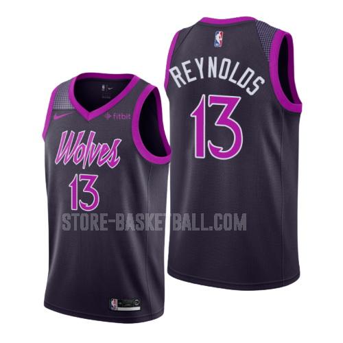 minnesota timberwolves cameron reynolds 13 purple city edition men's replica jersey