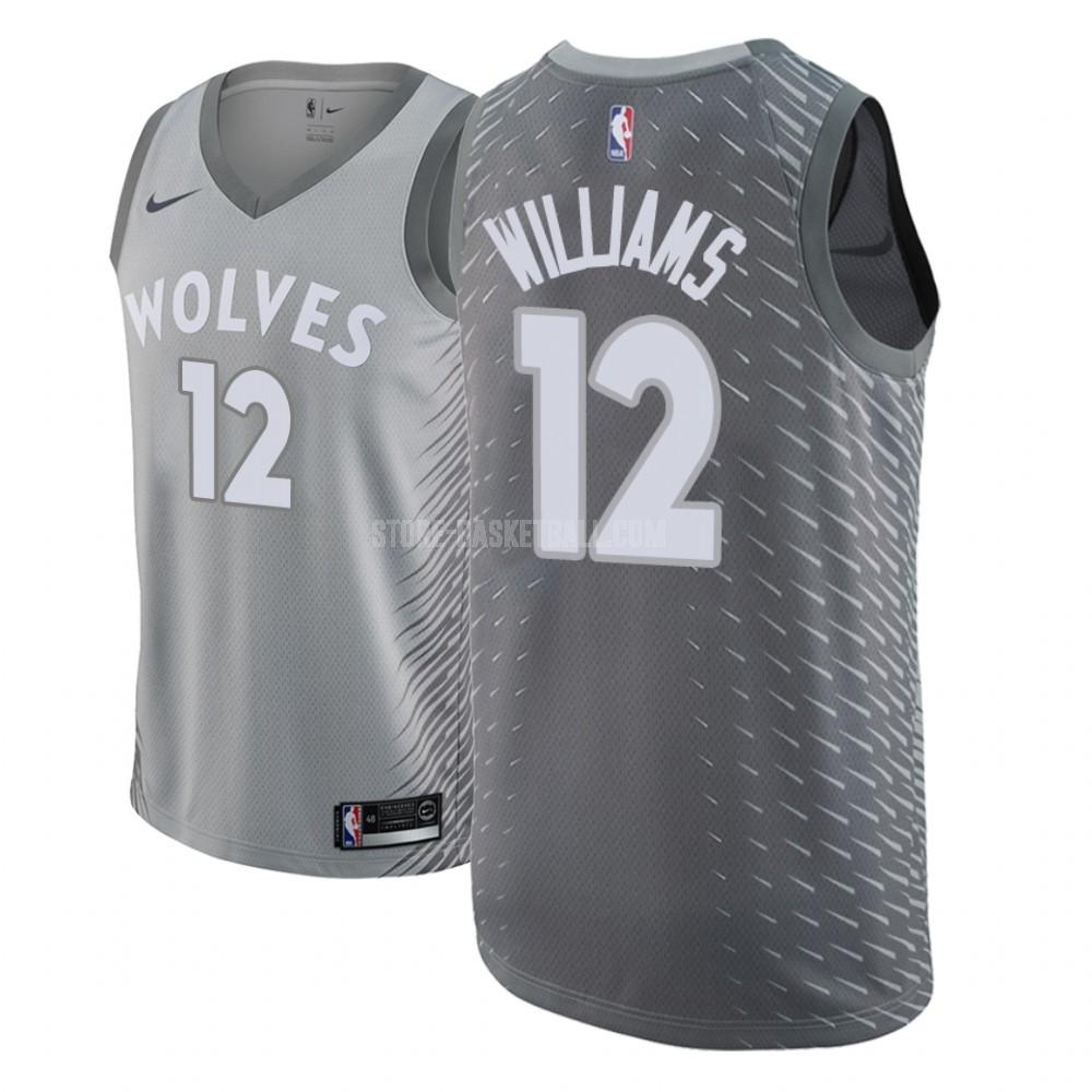 minnesota timberwolves cj williams 12 gray city edition men's replica jersey