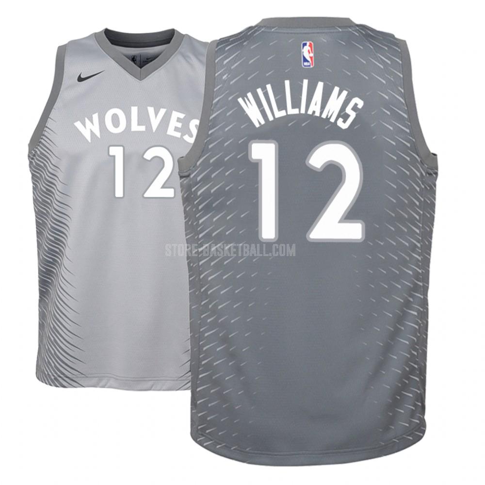 minnesota timberwolves cj williams 12 gray city edition youth replica jersey