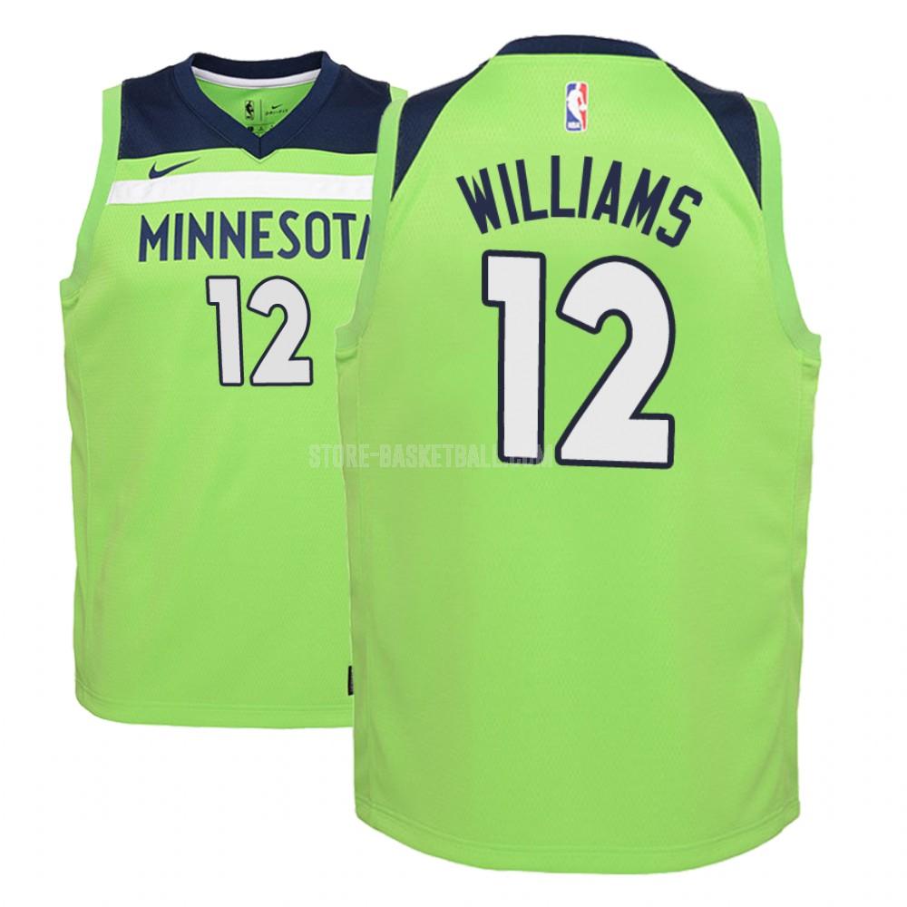 minnesota timberwolves cj williams 12 green statement youth replica jersey