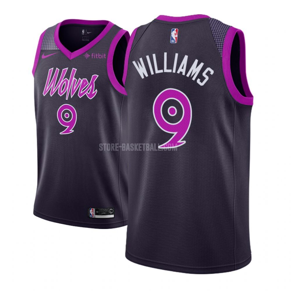 minnesota timberwolves cj williams 9 purple city edition men's replica jersey