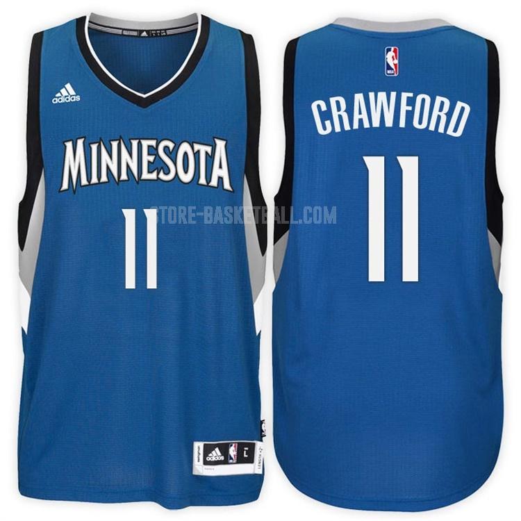 minnesota timberwolves jamal crawford 11 blue road men's replica jersey