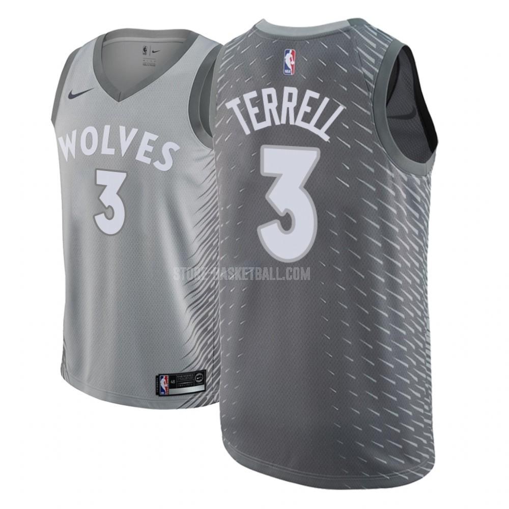 minnesota timberwolves jared terrell 3 gray city edition men's replica jersey