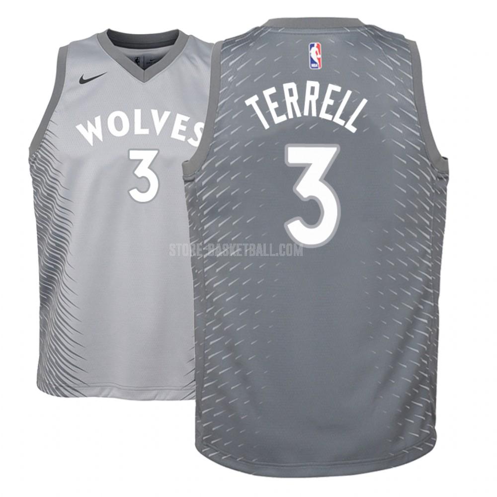 minnesota timberwolves jared terrell 3 gray city edition youth replica jersey