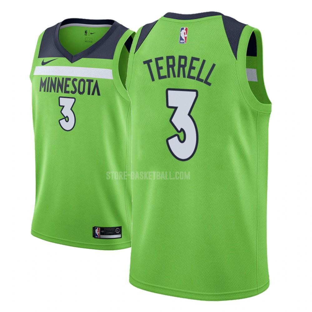 minnesota timberwolves jared terrell 3 green statement men's replica jersey