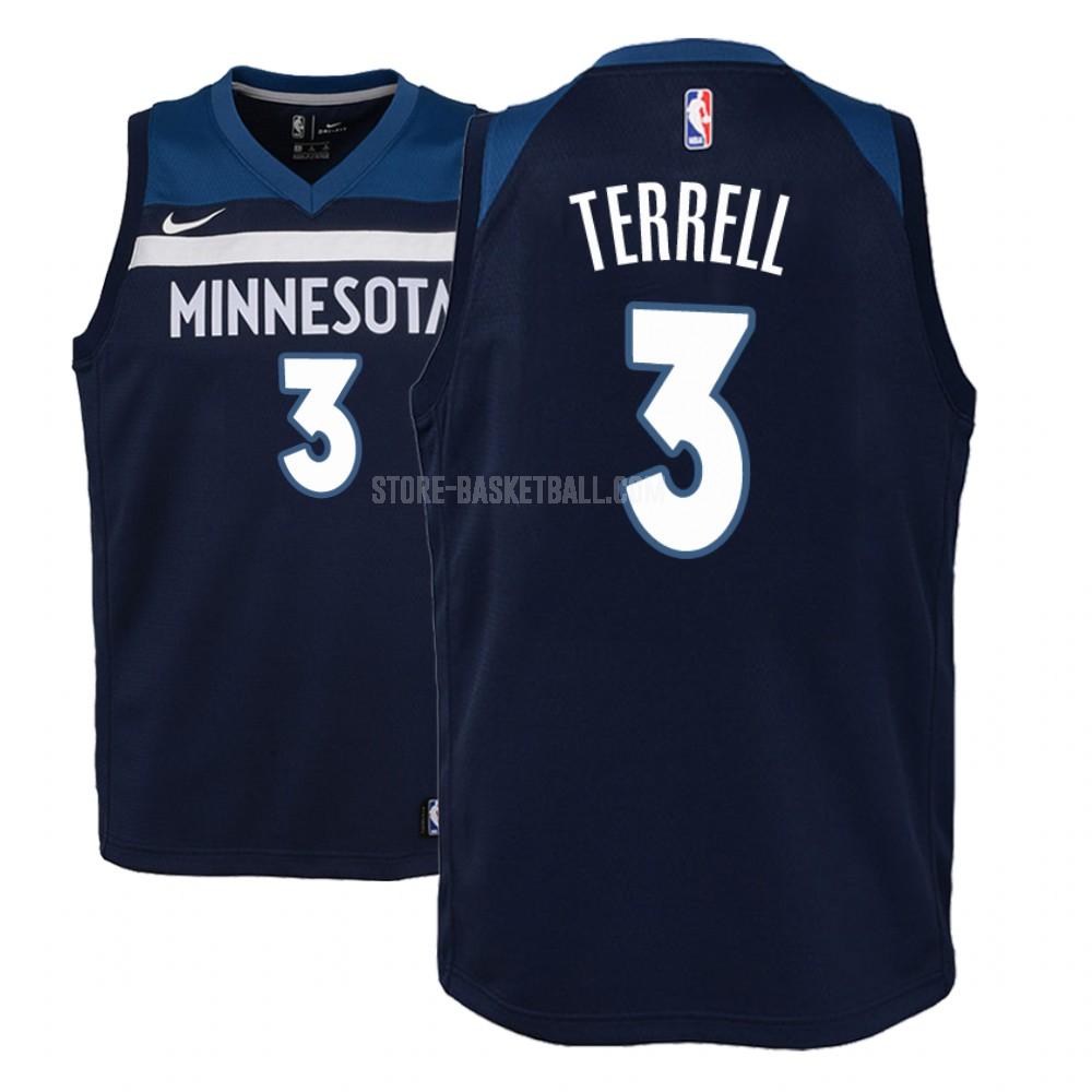 minnesota timberwolves jared terrell 3 navy icon youth replica jersey