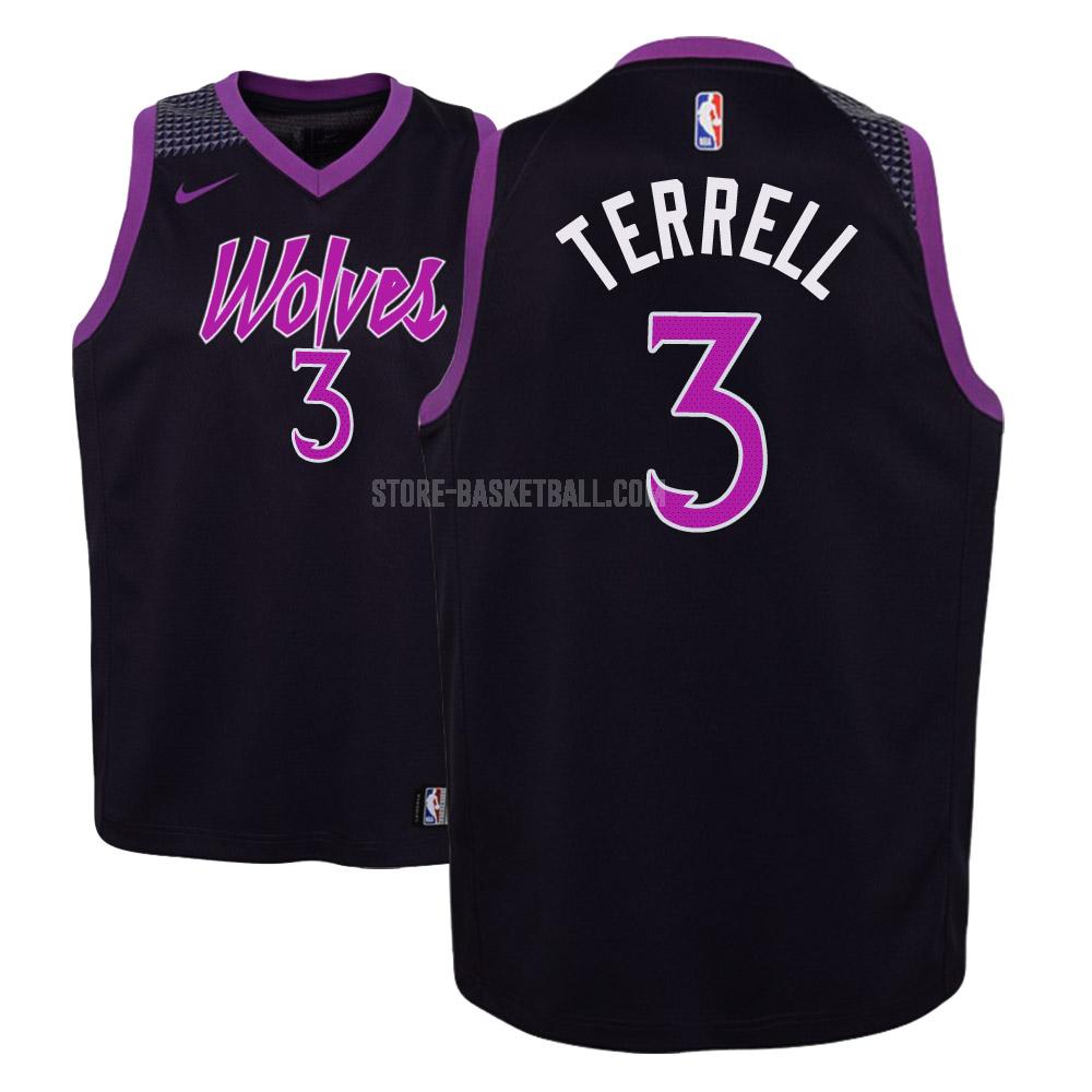minnesota timberwolves jared terrell 3 purple city edition youth replica jersey
