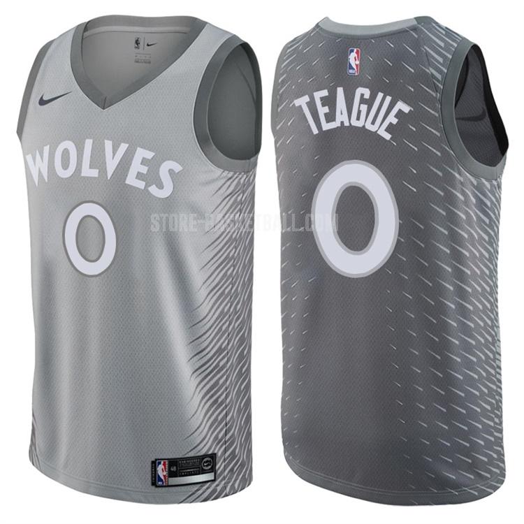 minnesota timberwolves jeff teague 0 gray city edition men's replica jersey