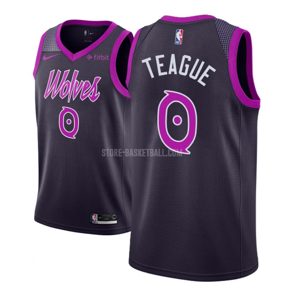 minnesota timberwolves jeff teague 0 purple city edition men's replica jersey