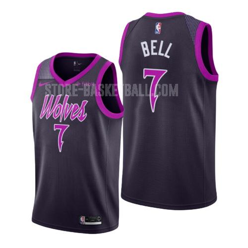 minnesota timberwolves jordan bell 7 purple city edition men's replica jersey