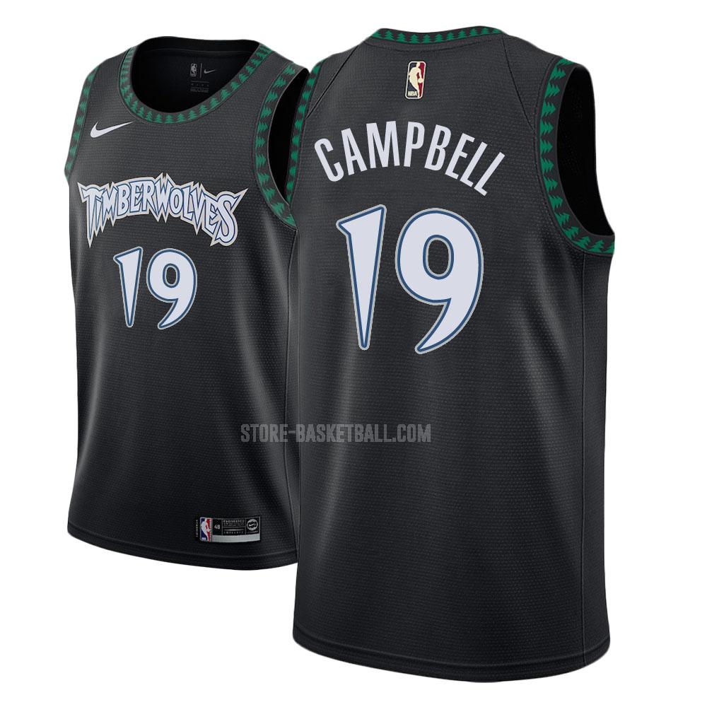 minnesota timberwolves tony campbell 19 black classic edition men's replica jersey