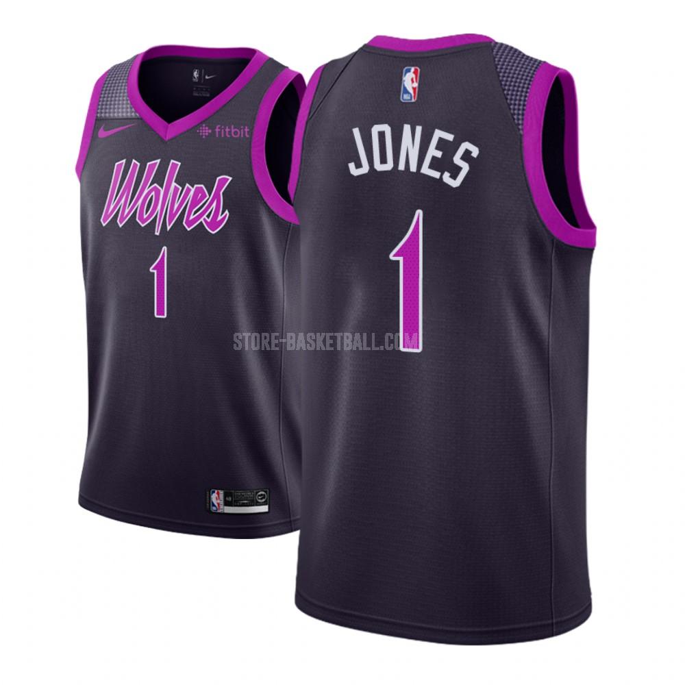 minnesota timberwolves tyus jones 1 purple city edition men's replica jersey