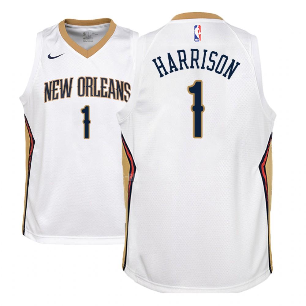 new orleans pelicans andrew harrison 1 white association youth replica jersey
