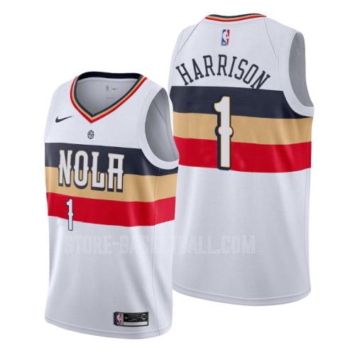 new orleans pelicans andrew harrison 1 white earned edition men's replica jersey