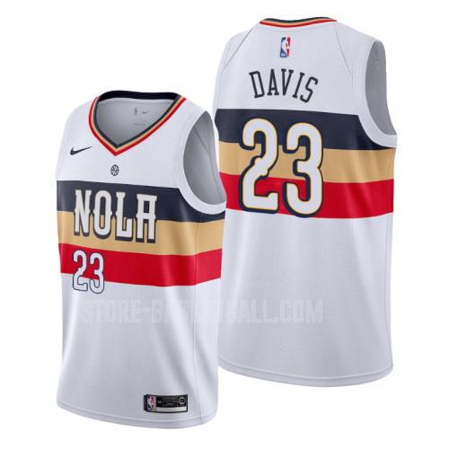 new orleans pelicans anthony davis 23 white earned edition men's replica jersey