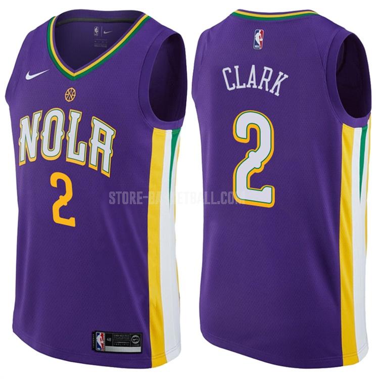 new orleans pelicans ian clark 2 purple city edition men's replica jersey