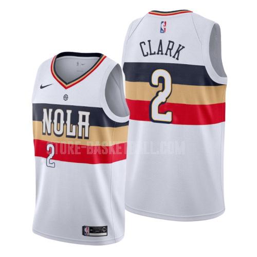 new orleans pelicans ian clark 2 white earned edition men's replica jersey
