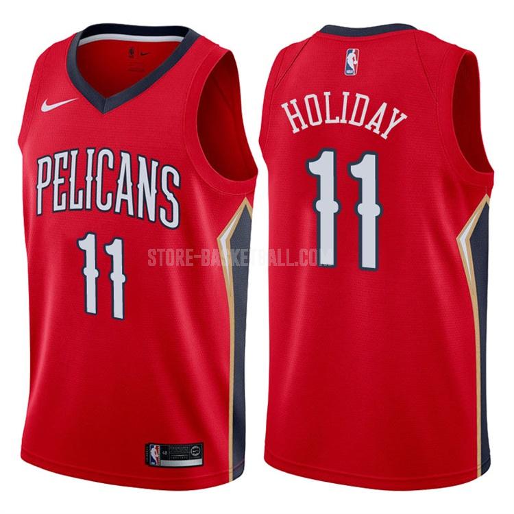 new orleans pelicans jrue holiday 11 red statement men's replica jersey
