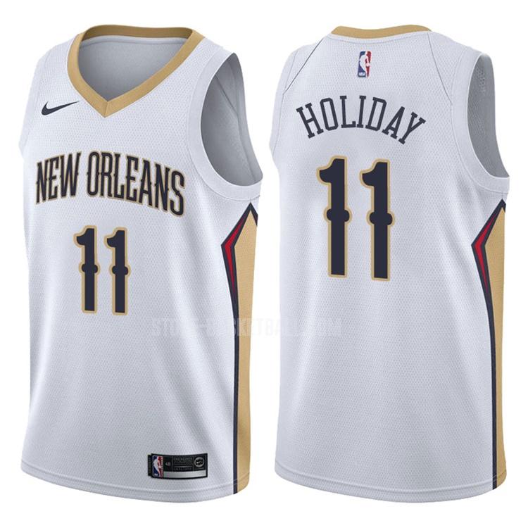 new orleans pelicans jrue holiday 11 white association men's replica jersey