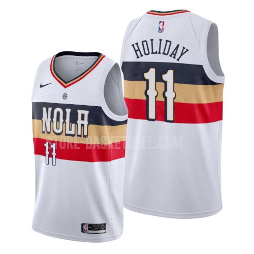 new orleans pelicans jrue holiday 11 white earned edition men's replica jersey