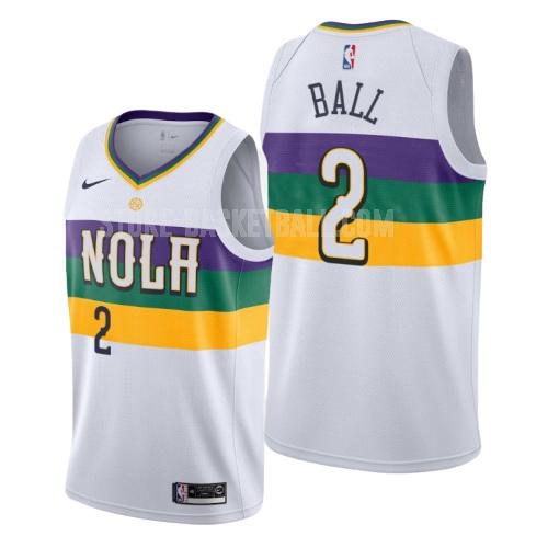new orleans pelicans lonzo ball 2 white city edition men's replica jersey