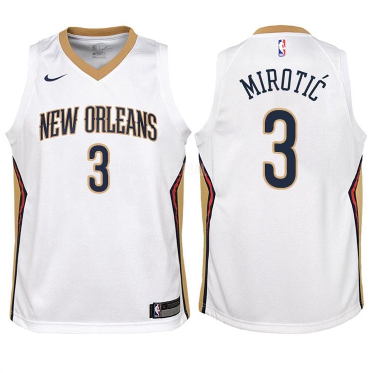 new orleans pelicans nikola mirotic 3 white association youth replica jersey