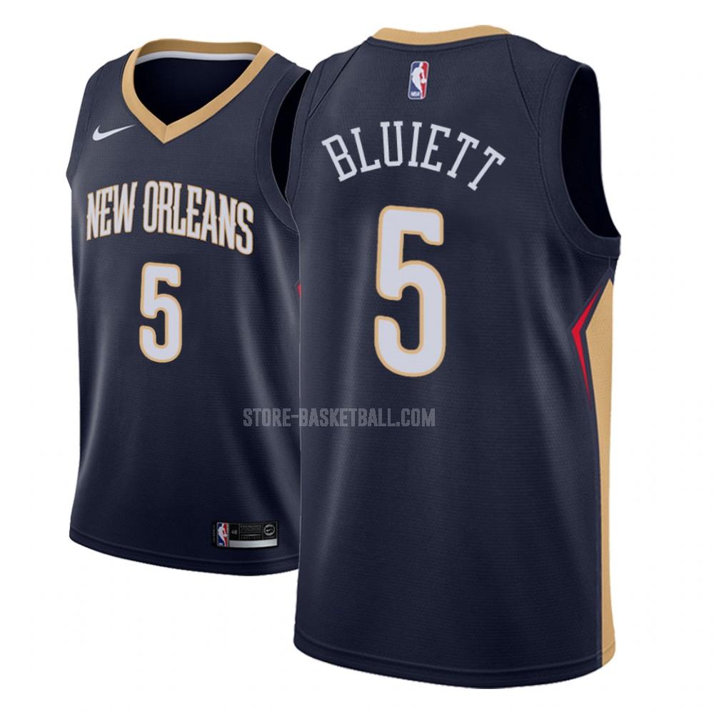new orleans pelicans trevon bluiett 5 navy icon men's replica jersey