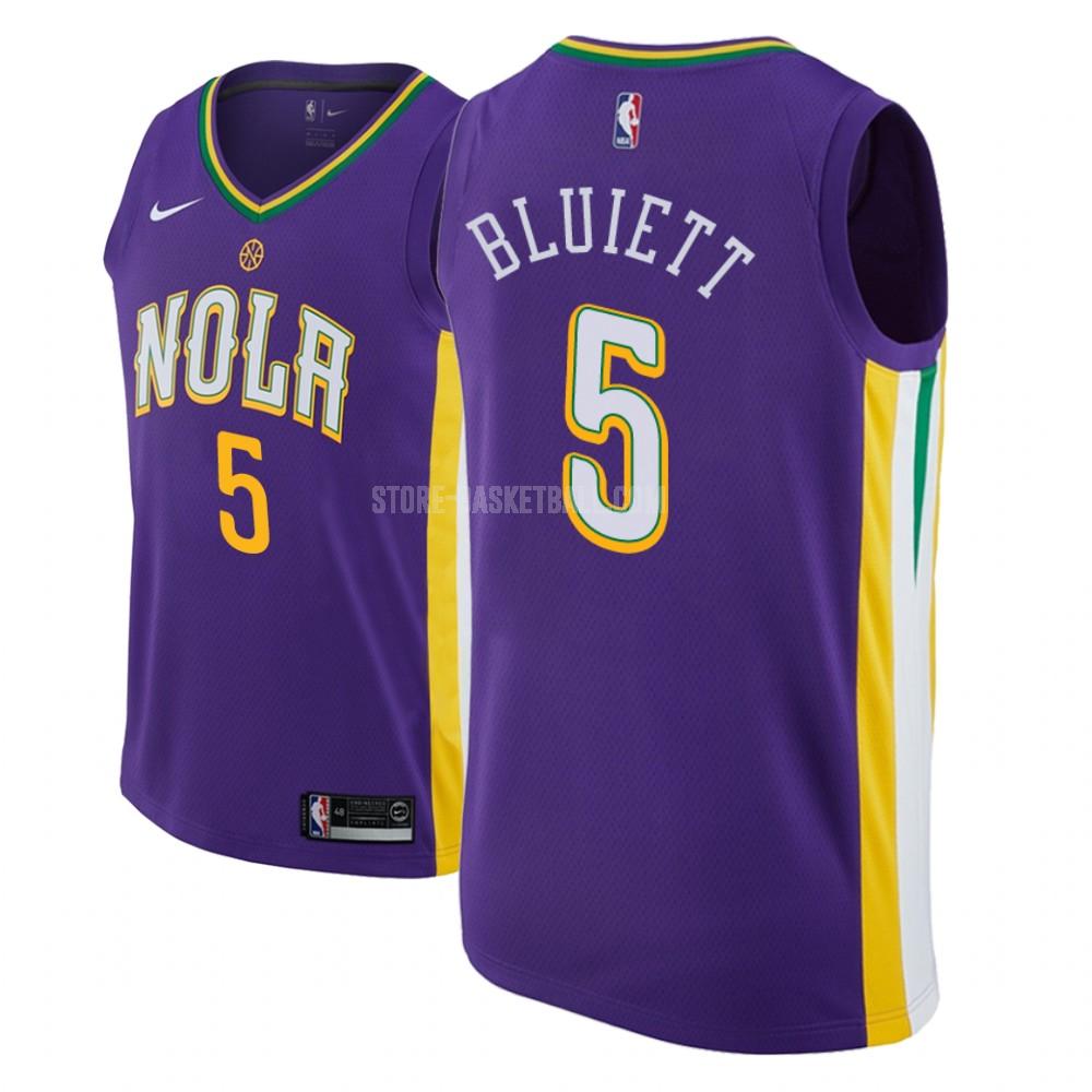 new orleans pelicans trevon bluiett 5 purple city edition men's replica jersey