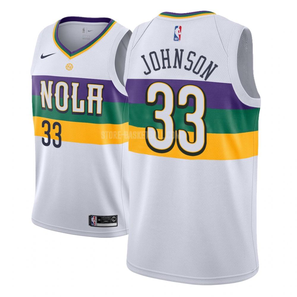 new orleans pelicans wesley johnson 33 white city edition men's replica jersey