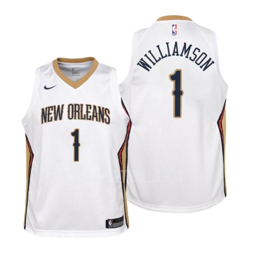 new orleans pelicans zion williamson 1 white association youth replica jersey