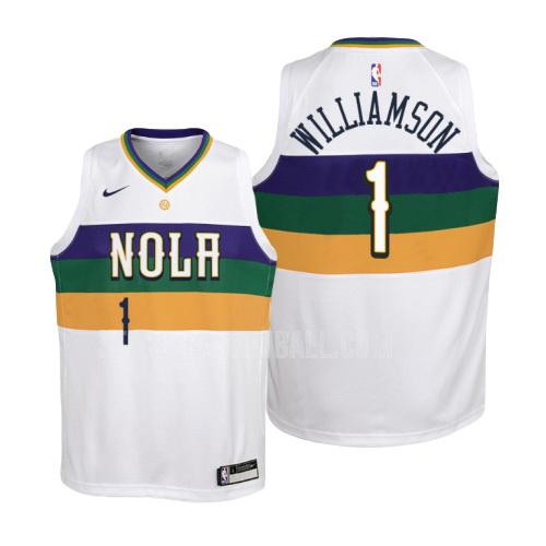 new orleans pelicans zion williamson 1 white city edition youth replica jersey