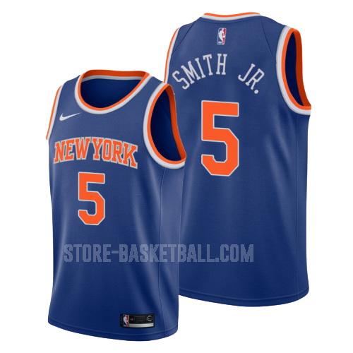 new york knicks dennis smith jr 5 blue icon men's replica jersey