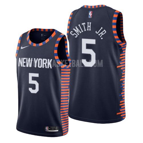 new york knicks dennis smith jr 5 navy city edition men's replica jersey