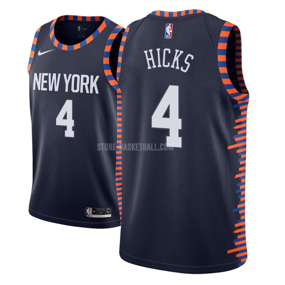 new york knicks isaiah hicks 4 navy city edition men's replica jersey