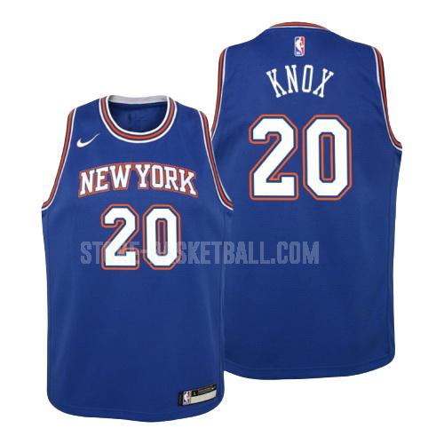 new york knicks kevin knox 20 blue statement youth replica jersey