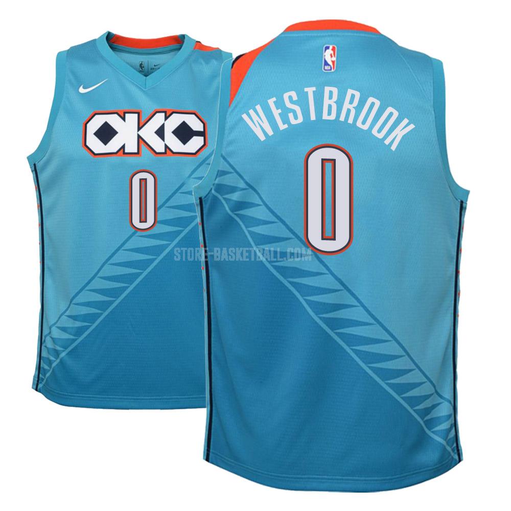 oklahoma city thunder russell westbrook 0 blue city edition youth replica jersey