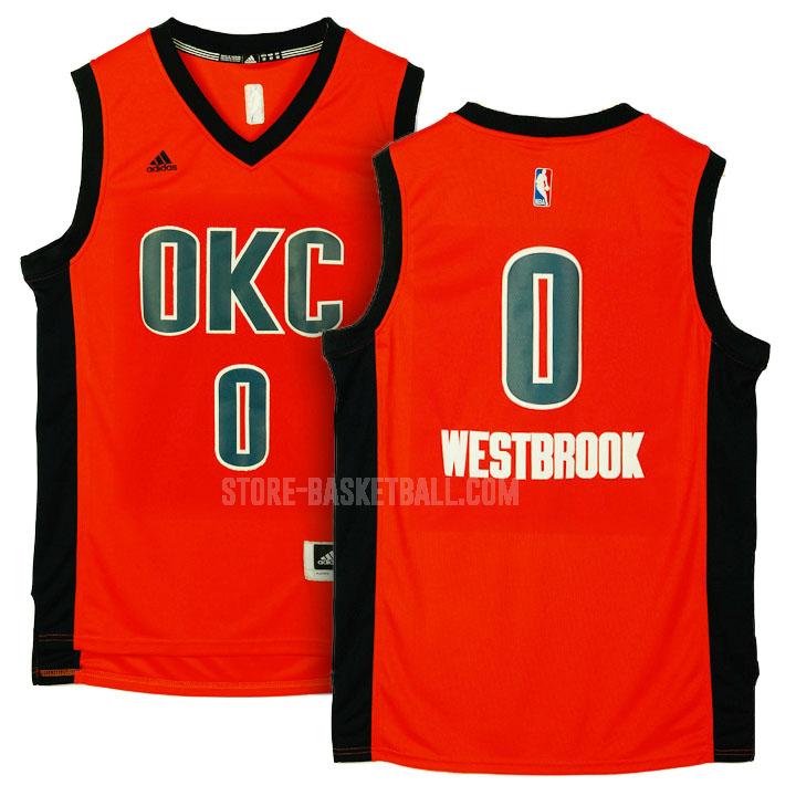 oklahoma city thunder russell westbrook 0 orange alternate men's replica jersey