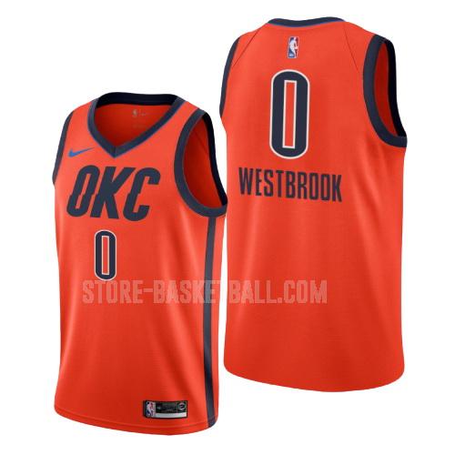 oklahoma city thunder russell westbrook 0 orange earned edition men's replica jersey