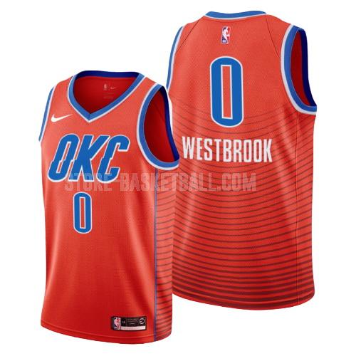 oklahoma city thunder russell westbrook 0 orange statement men's replica jersey