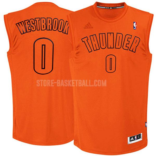 oklahoma city thunder russell westbrook 0 orange winter court men's replica jersey