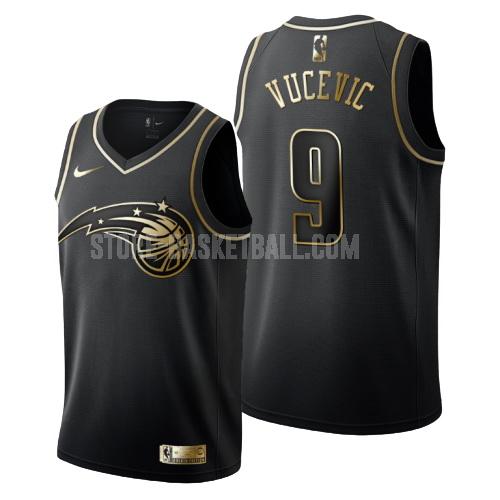 orlando magic nikola vucevic 9 black golden edition men's replica jersey